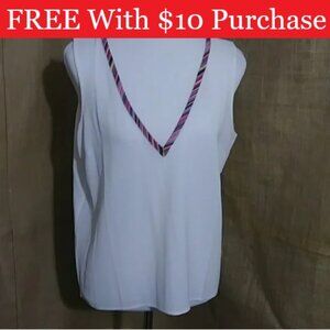 Mark. Avon Tank Deep Low Cut Top XL 14-16 White NWOT RED BANNER